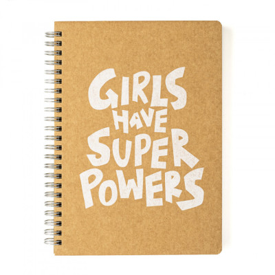 Скетчбук "Супер сила дівчат" еко крафт-картон 11102-KR в крапку, на пружині
