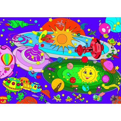 Величезна розмальовка "Космічні пригоди" 130002 58х81 см