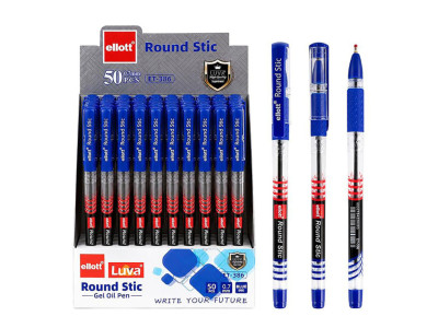 Ручка масляна Round Stic ET-386-50 синій мякий грип 07 мм