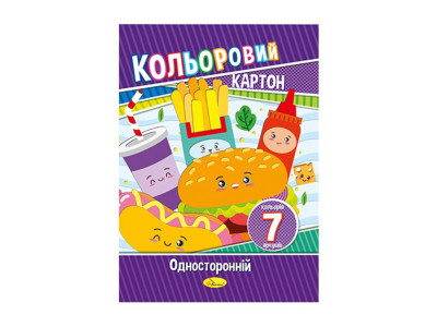 Набір кольорового картону А4 АП-1101 7 аркушів 230 г/м2 Вид 1