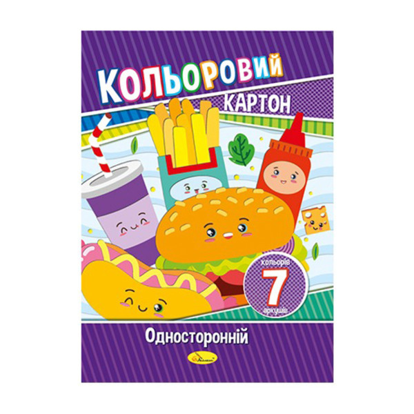 Набір кольорового картону А4 АП-1101 7 аркушів 230 г/м2 Вид 1