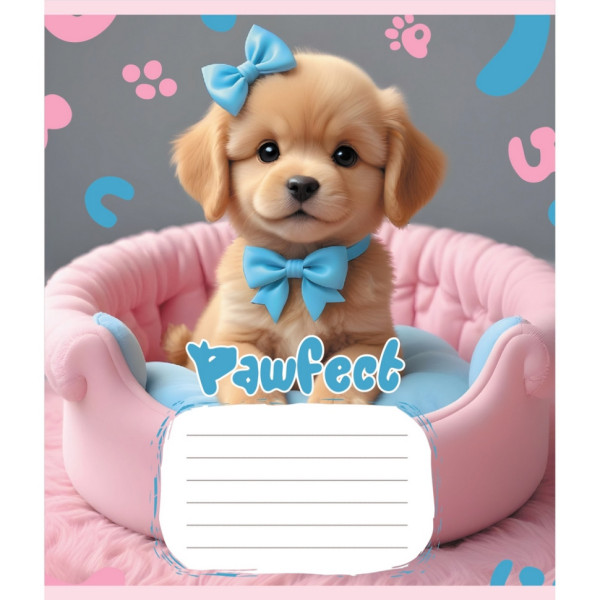 Зошит учнівський "Цуценята" 012-510126C-2 в косу лінію 12 аркушів