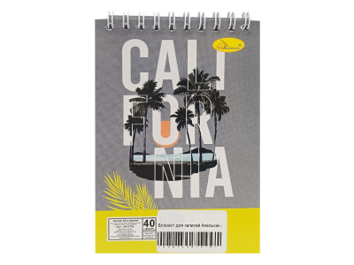 Блокнот для записей "California" А6 АП-1711-3 40 листов пружина сверху