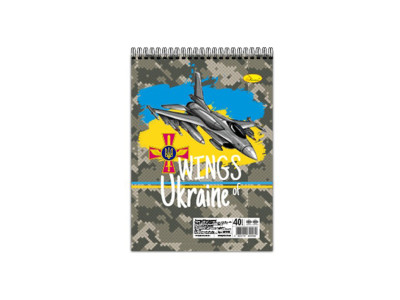 Блокнот "Wings of Ukraine" А6 АП-1907-4 40 аркушів пружина зверху Блокнот "Wings of Ukraine" А6 АП-1907-4 40 аркушів пружина зверху