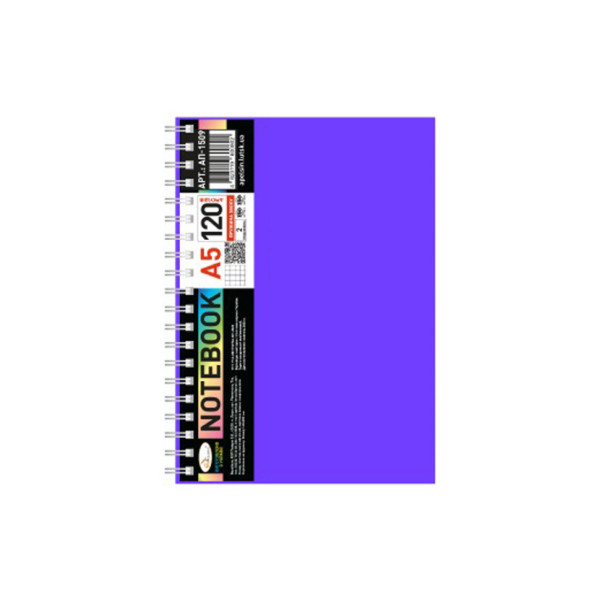 Блокнот А5 АП-1509(Violet) 120 аркушів пружина збоку