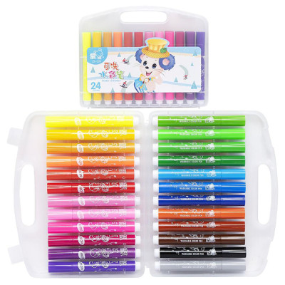 Набір фломастерів "Water color pen" 229-24(Blue) 24 кольори у пластиковому боксі Набір фломастерів "Water color pen" 229-24(Blue) 24 кольори у пластиковому боксі