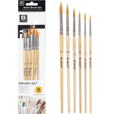 Набір художніх пензлів з натуральної щетини BR5806 6 шт