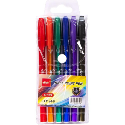 Набір кулькових ручок "Ellott" ET1194-6, 6 кольорів