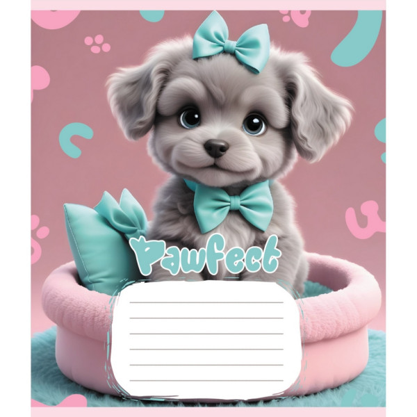 Зошит учнівський "Цуценята" 012-510126C-3 в косу лінію 12 аркушів