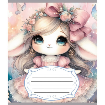 Зошит учнівський "Зайка" 012-590522C-2 в косу лінію 12 аркушів