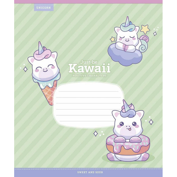 Зошит учнівський "Just be Kawaii" 012-3408K-5 в клітинку 12 аркушів