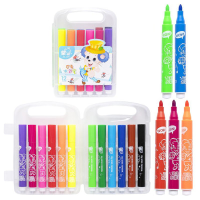 Набір фломастерів "Water color pen" 229-12(Blue) 12 кольорів у пластиковому боксі