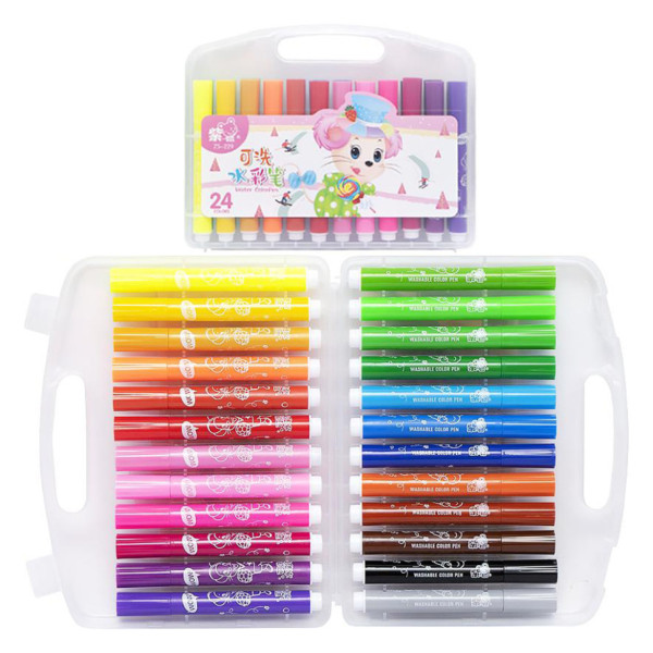 Набір фломастерів "Water color pen" 229-24(Pink) 24 кольори у пластиковому боксі