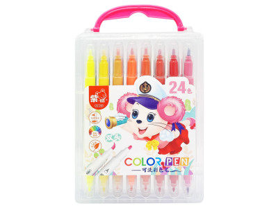 Набір двосторонніх фломастерів 249-24(Pink) у пластиковому боксі 24 кольори