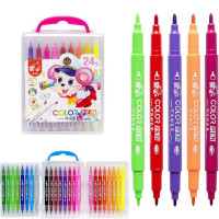 Набір двосторонніх фломастерів 249-24(Pink) у пластиковому боксі 24 кольори