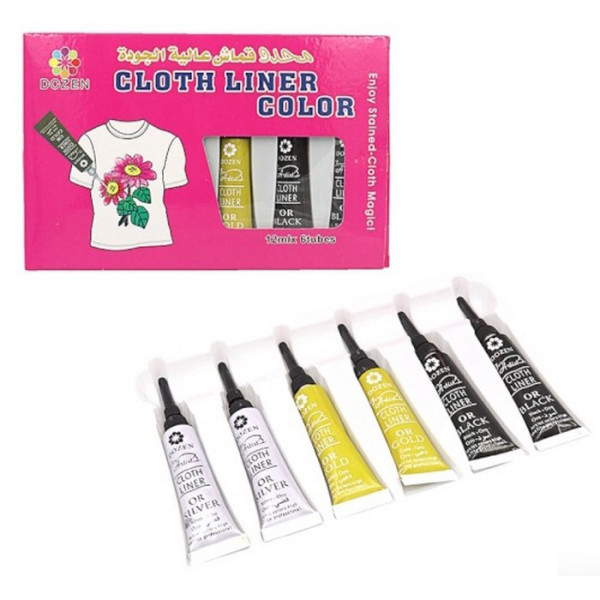 Набір фарб для одягу Dozen DSCN0673 12 мл 6 шт