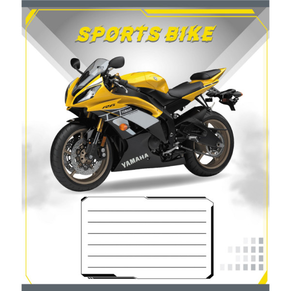 Зошит учнівський "Спортбайк" 012-500196K-2 в клітинку 12 аркушів