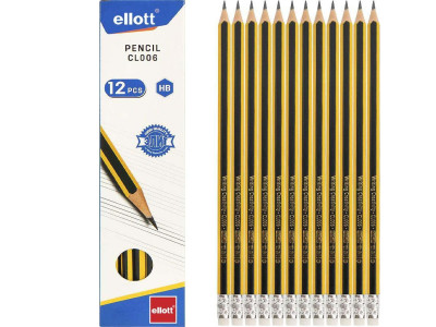 Олівець простий з гумкою Ellott CL006-12 твердість грифеля - HB Олівець простий з гумкою Ellott CL006-12 твердість грифеля - HB