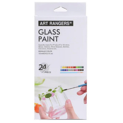 Набір фарб для скла GAS2415 15 мл 24 кольори 3 пензлика