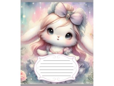 Зошит учнівський "Зайка" 012-590522C-3 в косу лінію 12 аркушів