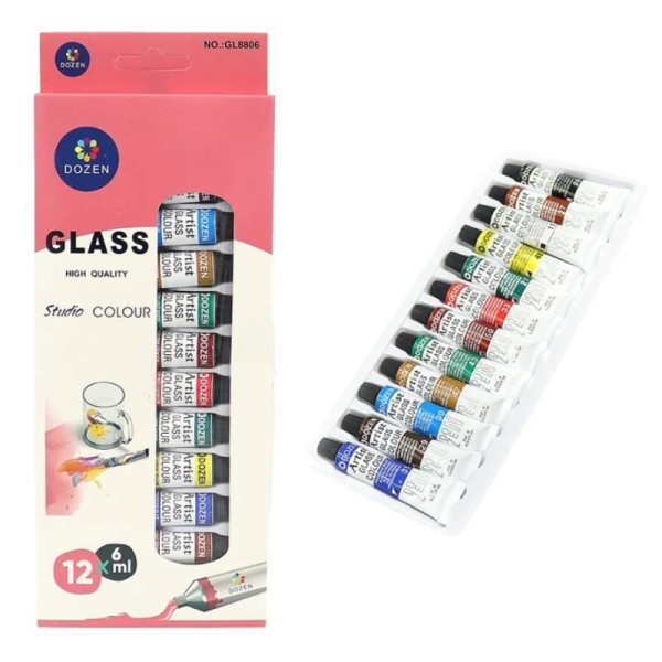 Набір фарб для розпису по склу "Dozen" DSCN0694 12 кольорів