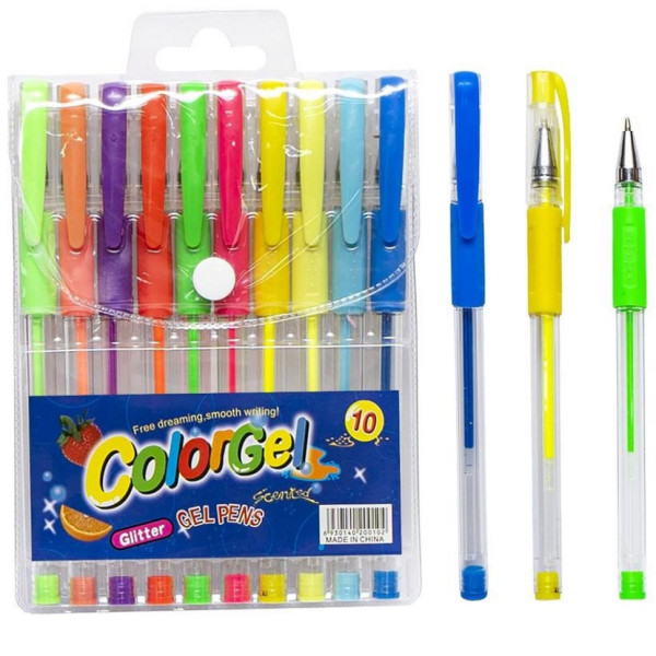 Набір гелевих ручок 108-6(10) 10 кольорів неонові
