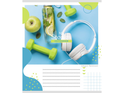 Зошит учнівський "Інста сторі" 012-510249C-3 в косу лінію 12 аркушів