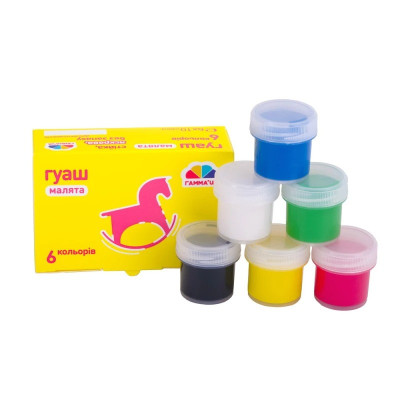 Дитячі гуашеві фарби "Малята" 100201 6 кольорів 10 мл