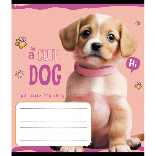 Зошит учнівський "Милий цуценя" 012-520132L-2 в лінію 12 аркушів