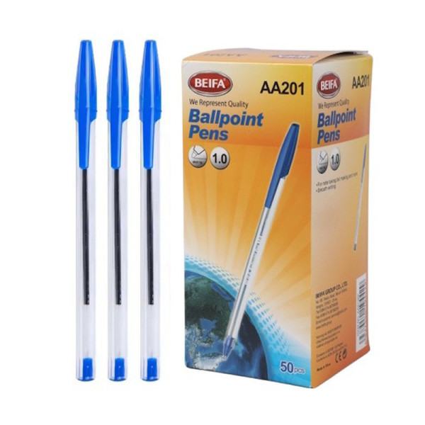 Набір кулькових ручок AA201 синій 10 мм 50 штук в упаковці