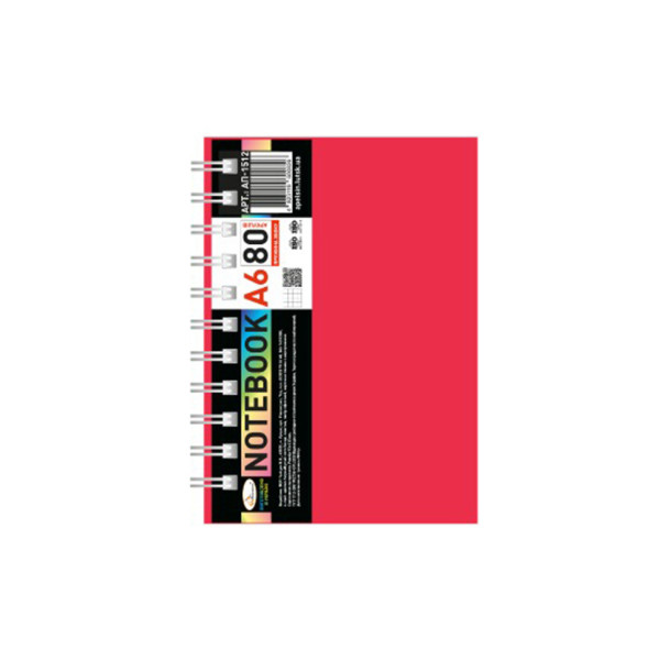 Блокнот А6 АП-1512(Red) 80 аркушів пружина збоку