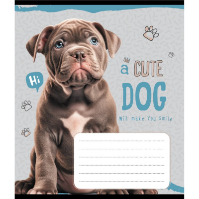 Зошит учнівський "Милий цуценя" 012-520132L-3 в лінію 12 аркушів