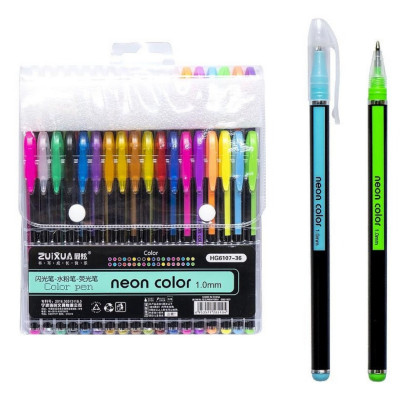 Набір гелевих ручок "Neon color" HG6107-36, 36 кольорів