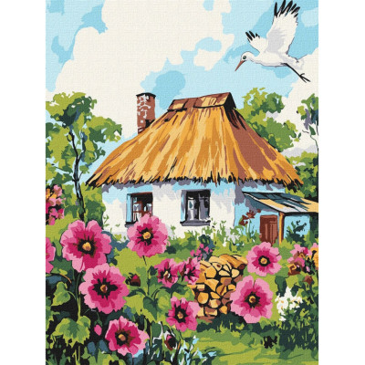Картина за номерами "Мальви біля хати" ©art_selena_ua KHO6407 30x40 см