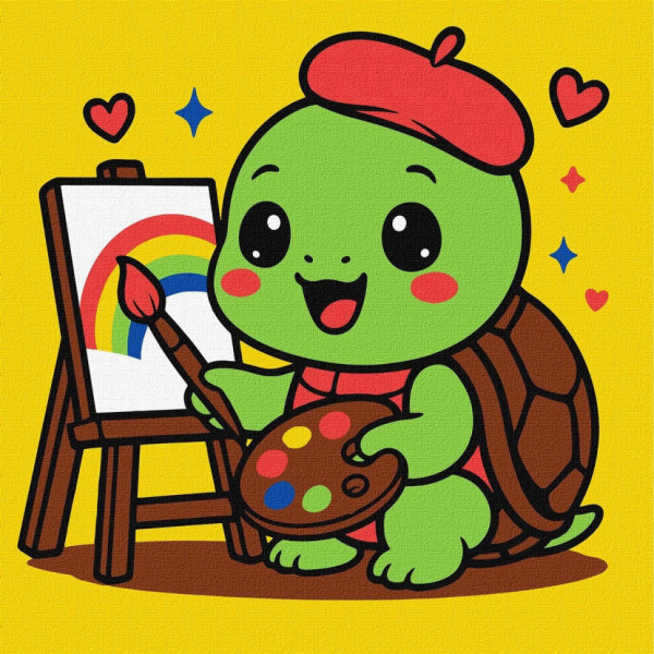 Картина за номерами "Черепашка художник" ©art_selena_ua KHO1296 25х25 см