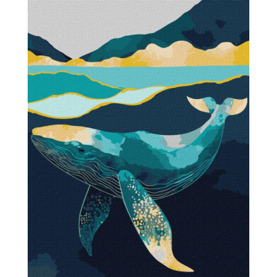 Картина за номерами "Витончений кит" ©art_selena_ua Ідейка KHO6522 40х50 см з фарбами металiк extra