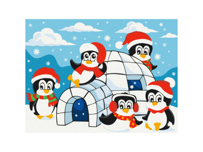 Картина за номерами "Хатинка пінгвінів" KBS0147 30х40 см