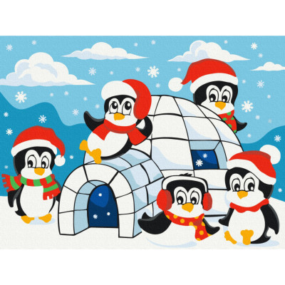 Картина за номерами "Хатинка пінгвінів" KBS0147 30х40 см