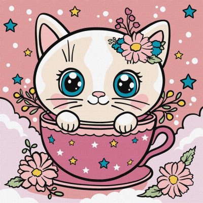 Картина за номерами "Квіткова чашка" ©art_selena_ua KHO6279 25х25cм