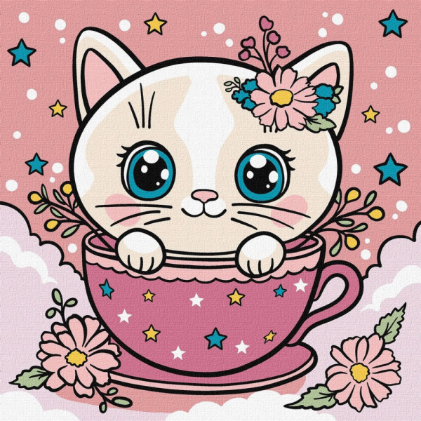 Картина за номерами "Квіткова чашка" ©art_selena_ua KHO6279 25х25cм