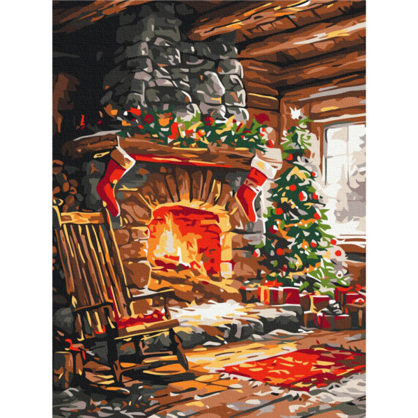 Картина за номерами "Затишок різдвяного вогнища" RBS1024, 30х40 см Картина за номерами "Затишок різдвяного вогнища" RBS1024, 30х40 см
