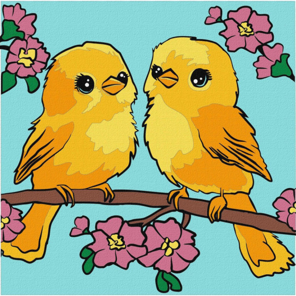 Картина за номерами "Веселкові пташки" ©art_selena_ua KHO1178 25х25 см