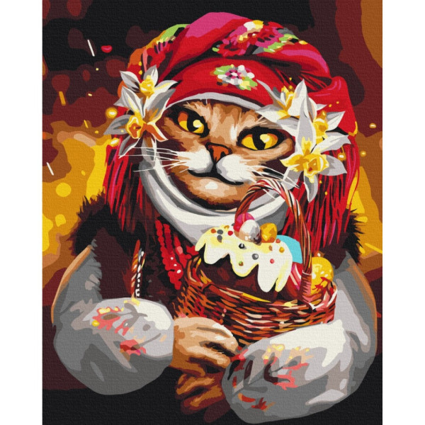 Картина за номерами "Великодня киця"  ©Маріанна Пащук BS53428 Brushme 40х50 см