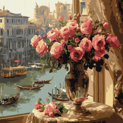 Картина за номерами "Троянди у Венеції" ©art_selena_ua KHO6412 40x40 см