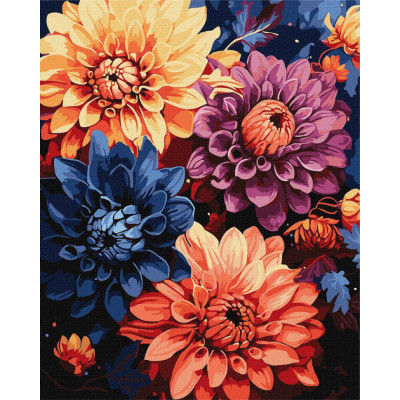 Картина за номерами "Барвисті жоржини" ©art_selena_ua KHO3248 40х50см