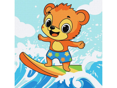 Картина за номерами "Літо. Ведмедик ловить хвилю" ©art_selena_ua KHO1250 25х25 см