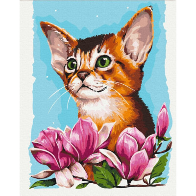 Картина за номерами "Котик в квітах" © Anna Kulyk Brushme BS53585 40х50 см