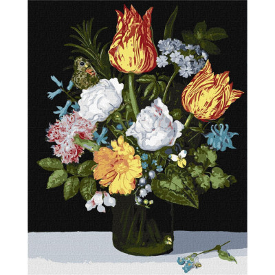 Картина за номерами  "Натюрморт з квітами в склянці" ©Ambrosius Bosschaert de Oude Ідейка KHO3223 40х50 см