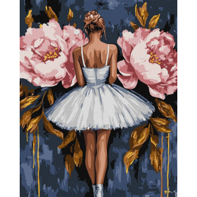 Картина за номерами "Балерина з рожевими півоніями" ©art_selena_ua KHO8662 40x50 см