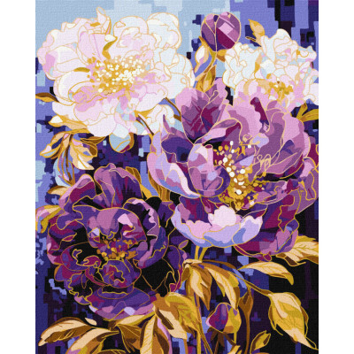 Картина за номерами "Квітковий калейдоскоп з фарбами металік extra" KHO3266 40х50см